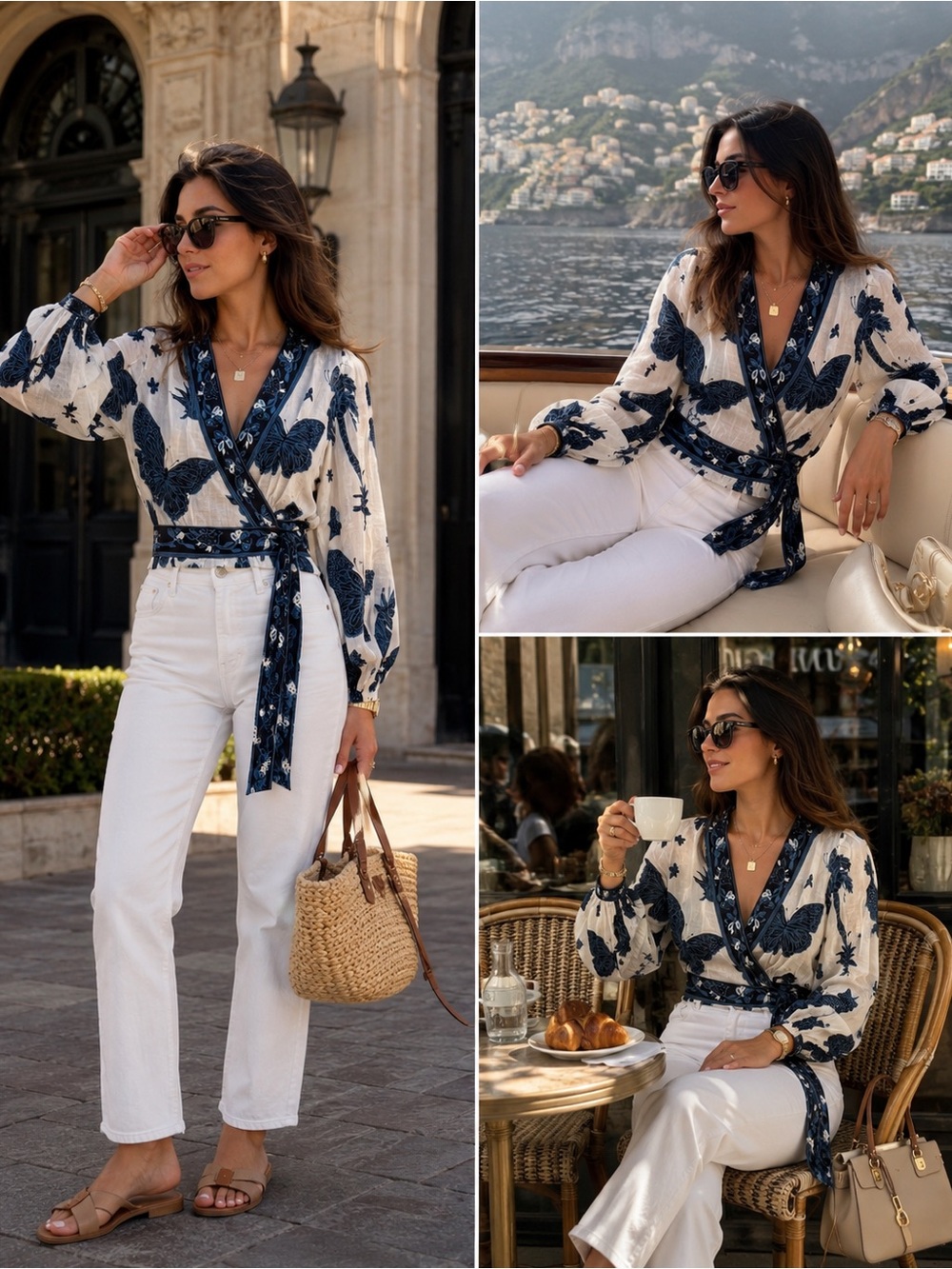 NWT Banana Republic Butterfly Print Wrap Blouse – Size M